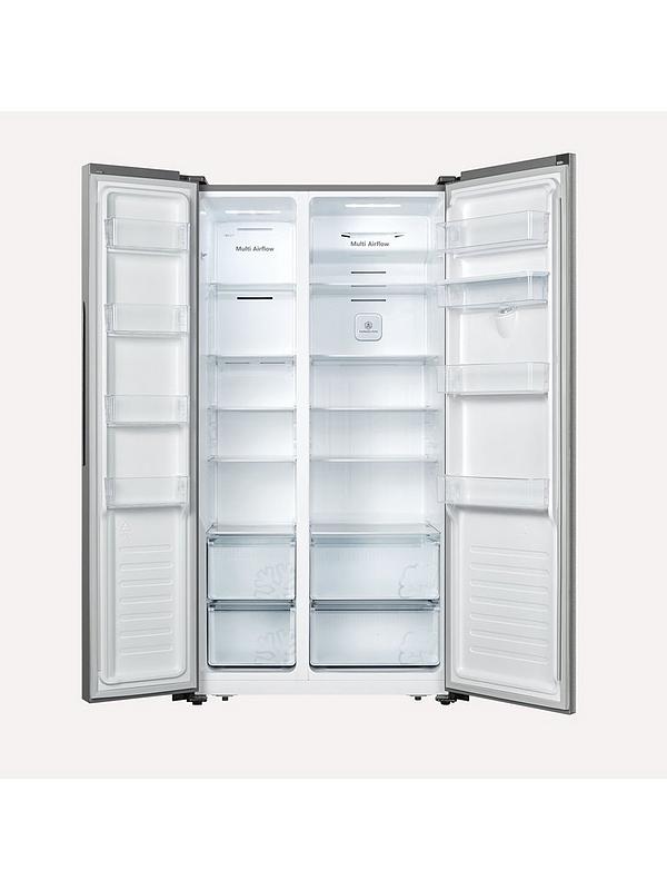Fridgemaster MS91520DES 90cm Wide, Side-by-Side, American-Style Fridge Freezer - Silver - Image 2